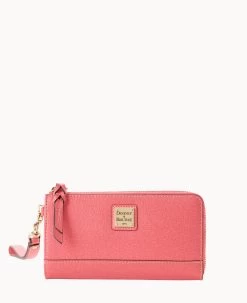 Saffiano Folded Zip Wristlet Black -Online Sale Dooney & Bourke W0177G SIBZSIBZ