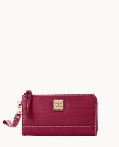 Saffiano Folded Zip Wristlet Black -Online Sale Dooney & Bourke W0177G SICBSICB