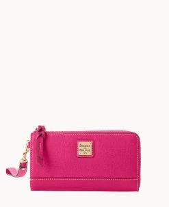 Saffiano Folded Zip Wristlet Black -Online Sale Dooney & Bourke W0177G SIFHSIFH