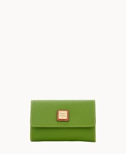 Pebble Grain Flap Wallet Plum Wine -Online Sale Dooney & Bourke W0195G AWGSPATN