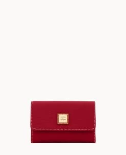 Pebble Grain Flap Wallet Plum Wine -Online Sale Dooney & Bourke W0195G AWWNPATN