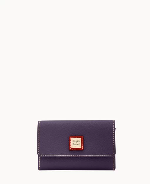 Pebble Grain Flap Wallet Plum Wine -Online Sale Dooney & Bourke W0195G AWXPPATN