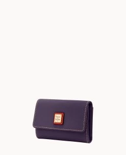Pebble Grain Flap Wallet Plum Wine -Online Sale Dooney & Bourke W0195G AWXPPATN ALT1