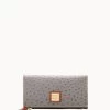 Ostrich Foldover Wallet Grey Tan