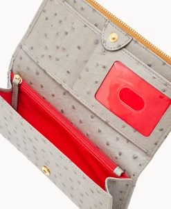 Ostrich Foldover Wallet Grey Tan -Online Sale Dooney & Bourke W0219G OTGYPATN ALT2 1