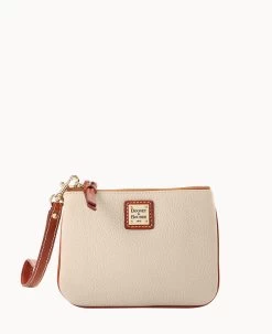 Pebble Grain Stadium Wristlet French Caramel -Online Sale Dooney & Bourke W0279G AWBOPATNLING