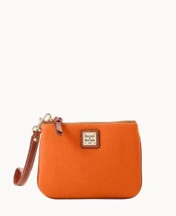 Pebble Grain Stadium Wristlet French Caramel -Online Sale Dooney & Bourke W0279G AWCEPATNLING