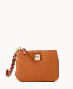 Pebble Grain Stadium Wristlet French Caramel -Online Sale Dooney & Bourke W0279G AWFCPATNLING 1