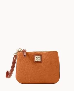 Pebble Grain Stadium Wristlet French Caramel -Online Sale Dooney & Bourke W0279G AWFCPATNLING 2