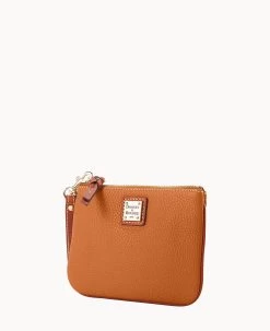Pebble Grain Stadium Wristlet French Caramel -Online Sale Dooney & Bourke W0279G AWFCPATNLING ALT1 1