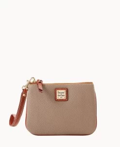 Pebble Grain Stadium Wristlet French Caramel -Online Sale Dooney & Bourke W0279G AWTPPATNLING