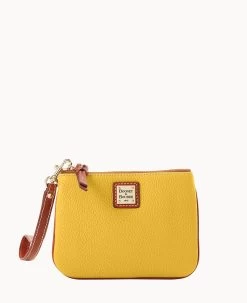 Pebble Grain Stadium Wristlet French Caramel -Online Sale Dooney & Bourke W0279G AWZJPATNLING