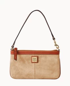 Suede Large Slim Wristlet Amber -Online Sale Dooney & Bourke W0312G SUBEPATN