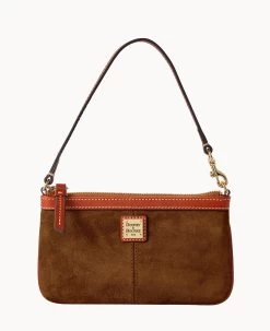 Suede Large Slim Wristlet Amber -Online Sale Dooney & Bourke W0312G SUBNPATN