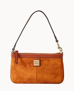 Suede Large Slim Wristlet Amber -Online Sale Dooney & Bourke W0312G SUHNPATN
