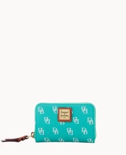 Gretta Large Zip Around Credit Card Case Ivy -Online Sale Dooney & Bourke W0322G NGSEPATN