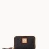 Ostrich Large Zip Around Credit Card Case Black -Online Sale Dooney & Bourke W0322G OTBLPATN