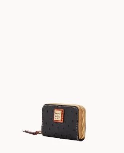 Ostrich Large Zip Around Credit Card Case Black -Online Sale Dooney & Bourke W0322G OTBLPATN ALT1 1