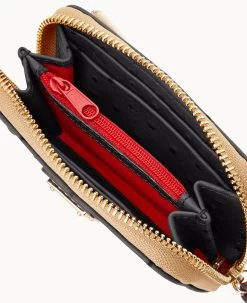 Ostrich Large Zip Around Credit Card Case Black -Online Sale Dooney & Bourke W0322G OTBLPATN ALT2