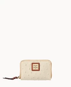 Ostrich Large Zip Around Credit Card Case Black -Online Sale Dooney & Bourke W0322G OTBOPATN