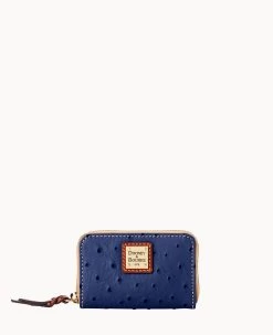Ostrich Large Zip Around Credit Card Case Black -Online Sale Dooney & Bourke W0322G OTNVPATN