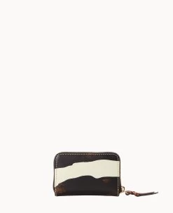 Zebra Leather Large Zip Around Credit Card Case Zebra -Online Sale Dooney & Bourke W0322G ZCZEPANA ALT3 1