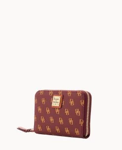 Gretta Medium Zip Around Wallet Bordeaux -Online Sale Dooney & Bourke W0323G NGBXPATN ALT1 1