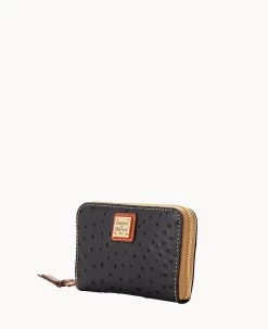 Ostrich Medium Zip Around Wallet Black -Online Sale Dooney & Bourke W0323G OTBLPATN ALT1 1