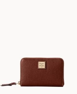 Saffiano Medium Zip Around Credit Card Case Black -Online Sale Dooney & Bourke W0323G SIARSIAR