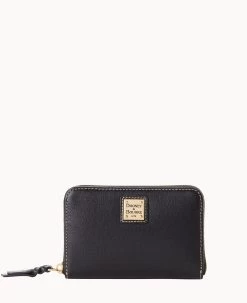 Saffiano Medium Zip Around Credit Card Case Black -Online Sale Dooney & Bourke W0323G SIBLSIBL 1