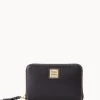 Saffiano Medium Zip Around Credit Card Case Black -Online Sale Dooney & Bourke W0323G SIBLSIBL