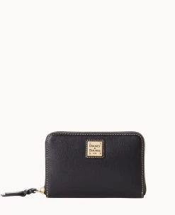 Saffiano Medium Zip Around Credit Card Case Black -Online Sale Dooney & Bourke W0323G SIBLSIBL 2