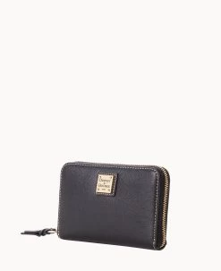 Saffiano Medium Zip Around Credit Card Case Black -Online Sale Dooney & Bourke W0323G SIBLSIBL ALT1 1