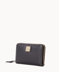 Saffiano Medium Zip Around Credit Card Case Black -Online Sale Dooney & Bourke W0323G SIBLSIBL ALT1