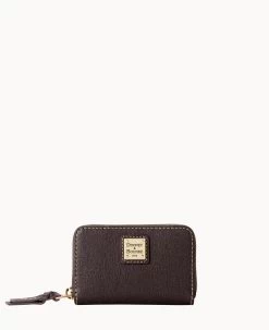 Saffiano Medium Zip Around Credit Card Case Black -Online Sale Dooney & Bourke W0323G SIBMSIBM