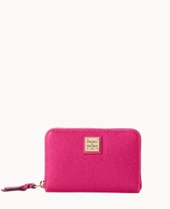 Saffiano Medium Zip Around Credit Card Case Black -Online Sale Dooney & Bourke W0323G SIFHSIFH