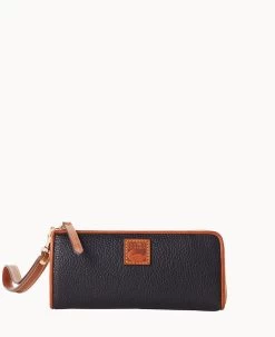 Pebble Grain Zip Clutch Wristlet Midnight Blue -Online Sale Dooney & Bourke W0324G 9PBLPAKR