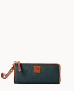 Pebble Grain Zip Clutch Wristlet Midnight Blue -Online Sale Dooney & Bourke W0324G 9PFSPAKR