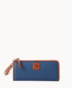 Pebble Grain Zip Clutch Wristlet Midnight Blue -Online Sale Dooney & Bourke W0324G 9PJEPAKR