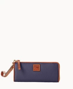 Pebble Grain Zip Clutch Wristlet Midnight Blue -Online Sale Dooney & Bourke W0324G 9PMDPAKR 1