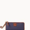 Pebble Grain Zip Clutch Wristlet Midnight Blue -Online Sale Dooney & Bourke W0324G 9PMDPAKR