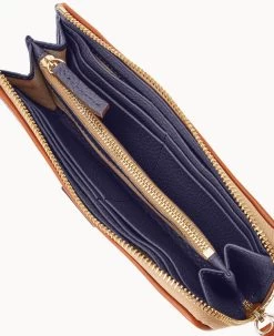 Pebble Grain Zip Clutch Wristlet Midnight Blue -Online Sale Dooney & Bourke W0324G 9PMDPAKR ALT2 1