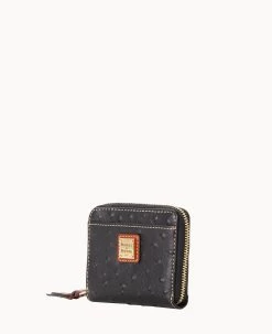 Ostrich Small Zip Around Wallet Black 21 Ostrich Small Zip Around Wallet Black -Online Sale Dooney & Bourke W0329G OTBLPATN ALT1 1