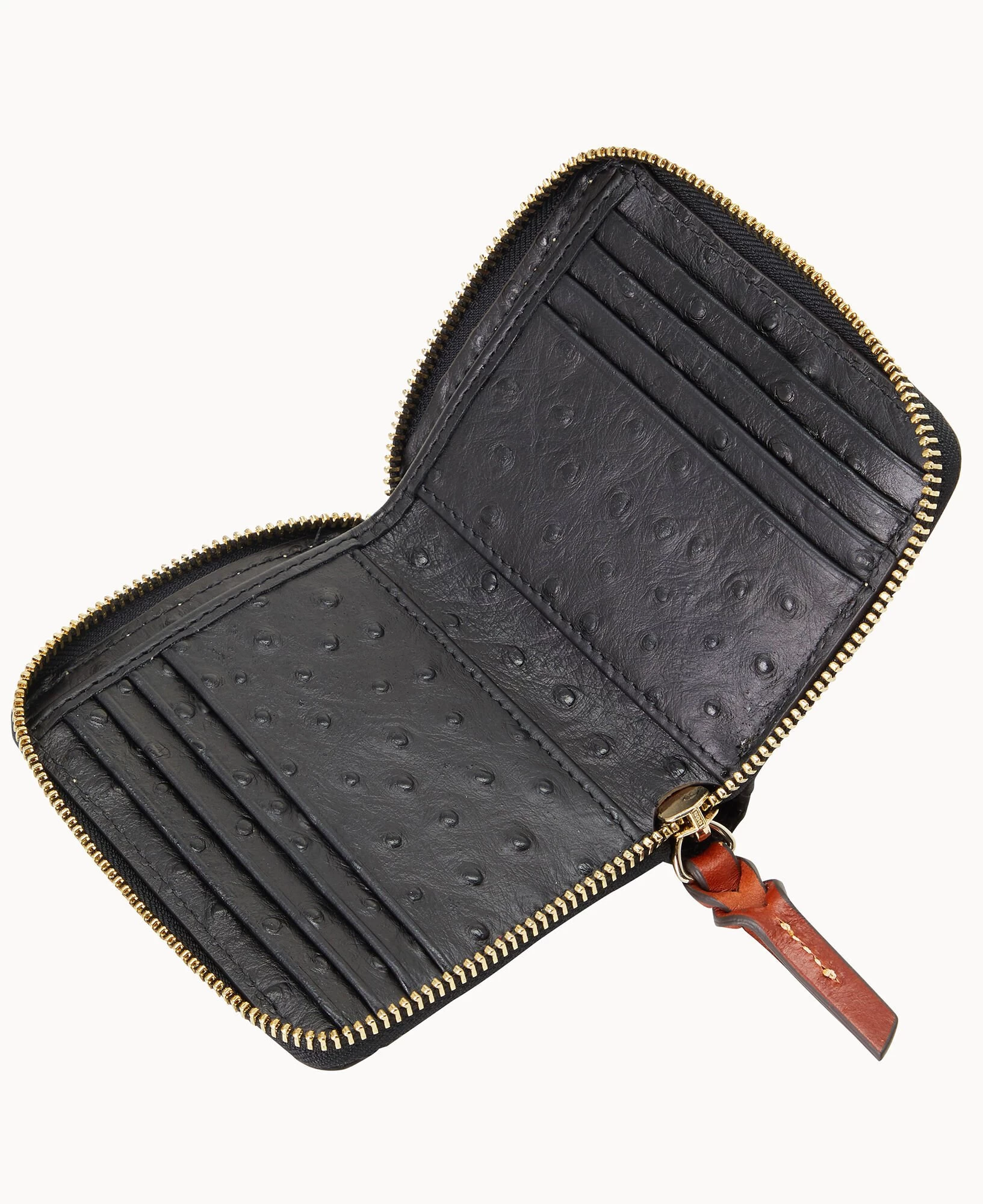Ostrich Small Zip Around Wallet Black 9 Ostrich Small Zip Around Wallet Black - Image 7
