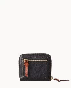 Ostrich Small Zip Around Wallet Black 23 Ostrich Small Zip Around Wallet Black -Online Sale Dooney & Bourke W0329G OTBLPATN ALT3 1