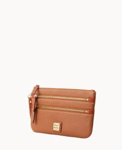 Pebble Grain Triple Zip Wristlet Caramel -Online Sale Dooney & Bourke W0335G AWCAPATN ALT1 1
