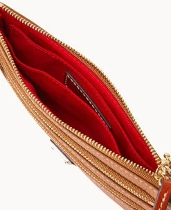 Pebble Grain Triple Zip Wristlet Caramel -Online Sale Dooney & Bourke W0335G AWCAPATN ALT2