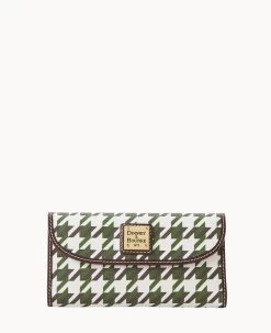 Houndstooth Continental Clutch Green