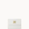 Saffiano Small Flap Credit Card Wallet Off White