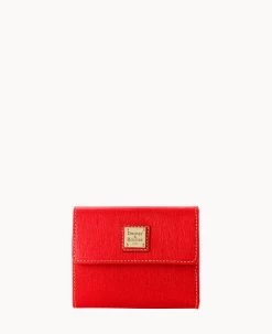 Saffiano Small Flap Credit Card Wallet Off White -Online Sale Dooney & Bourke W1106G SIRDSIRD0002